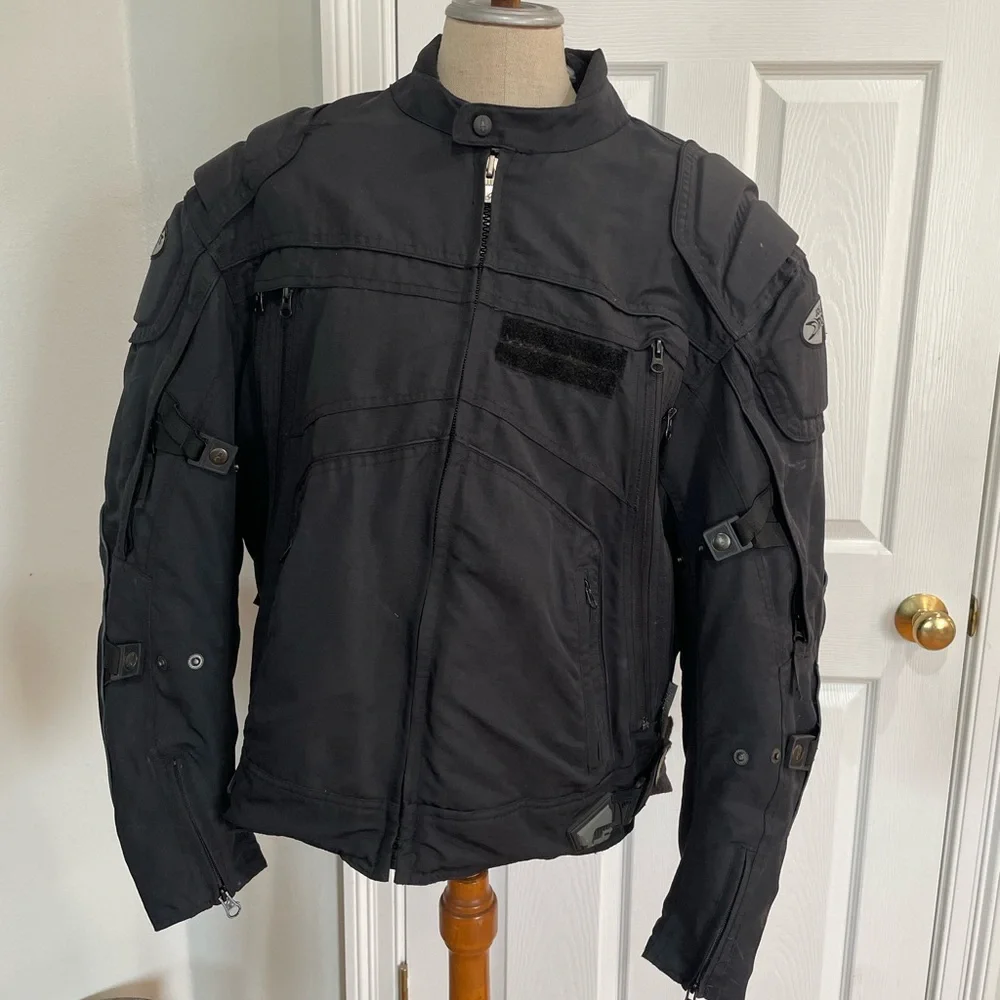 Joe rocket motorcycle jacket padded lined zipper pockets black men’s size XL